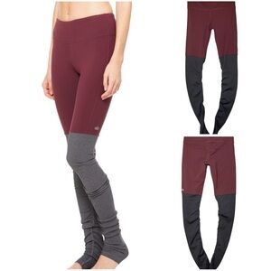 ALO Yoga Goddess Ribbed Berry/gray Leggings Activewear Size XS